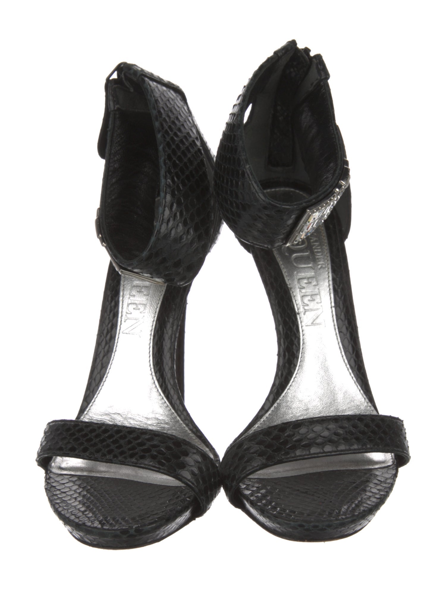 McQ Alexander McQueen Leather Crystal Embellishments Sandals